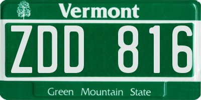 VT license plate ZDD816