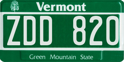 VT license plate ZDD820