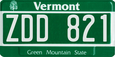 VT license plate ZDD821