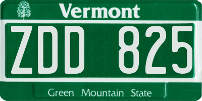 VT license plate ZDD825