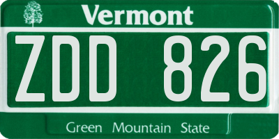 VT license plate ZDD826