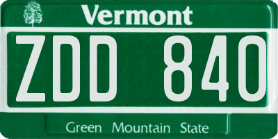 VT license plate ZDD840