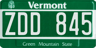 VT license plate ZDD845