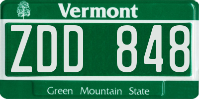 VT license plate ZDD848
