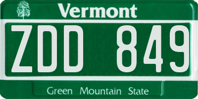VT license plate ZDD849