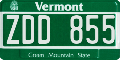 VT license plate ZDD855