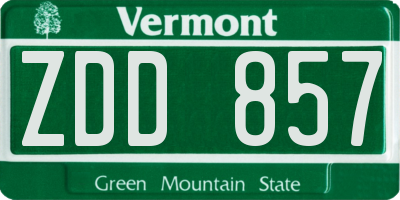 VT license plate ZDD857