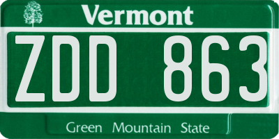 VT license plate ZDD863