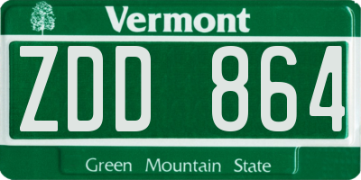 VT license plate ZDD864