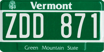 VT license plate ZDD871