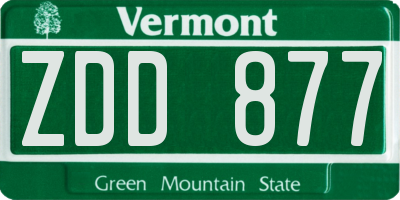 VT license plate ZDD877