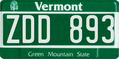 VT license plate ZDD893