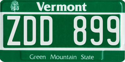 VT license plate ZDD899