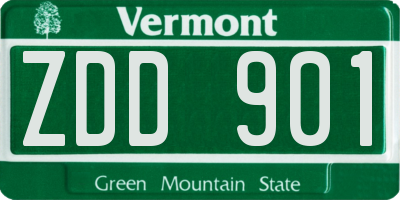 VT license plate ZDD901