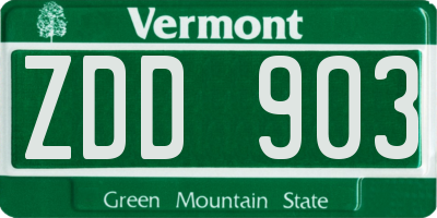 VT license plate ZDD903