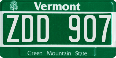 VT license plate ZDD907