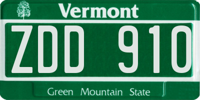 VT license plate ZDD910