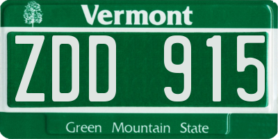 VT license plate ZDD915