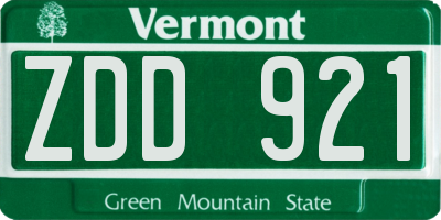 VT license plate ZDD921