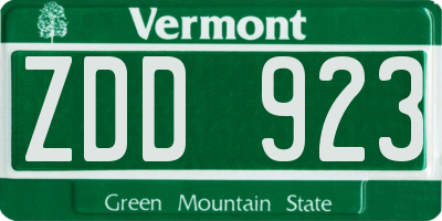 VT license plate ZDD923