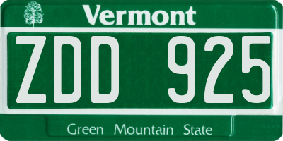 VT license plate ZDD925