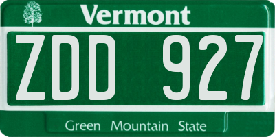 VT license plate ZDD927