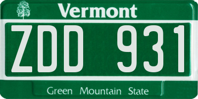 VT license plate ZDD931
