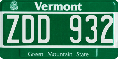 VT license plate ZDD932
