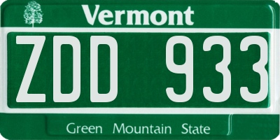VT license plate ZDD933