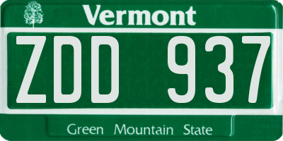 VT license plate ZDD937