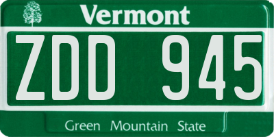 VT license plate ZDD945