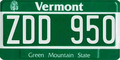 VT license plate ZDD950