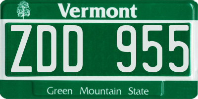 VT license plate ZDD955