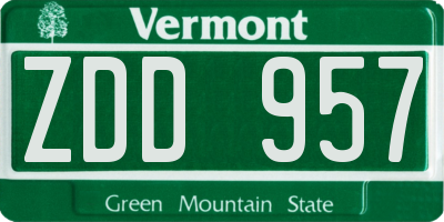 VT license plate ZDD957