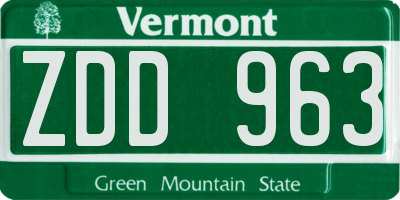 VT license plate ZDD963