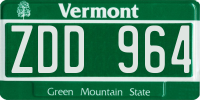 VT license plate ZDD964