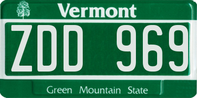 VT license plate ZDD969