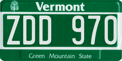 VT license plate ZDD970