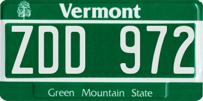 VT license plate ZDD972