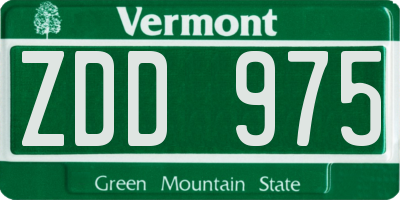 VT license plate ZDD975