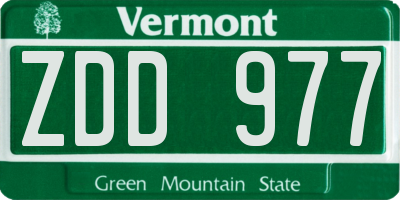 VT license plate ZDD977