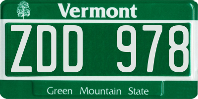 VT license plate ZDD978