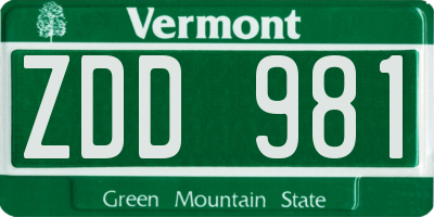 VT license plate ZDD981