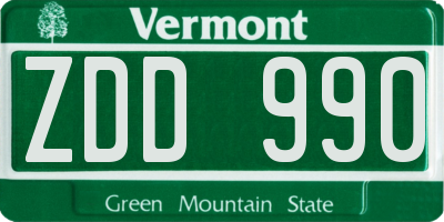 VT license plate ZDD990