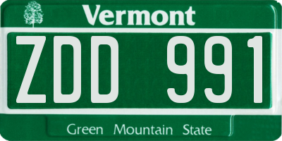VT license plate ZDD991