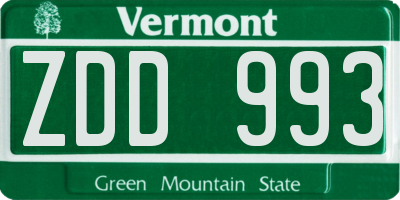 VT license plate ZDD993
