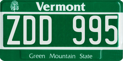 VT license plate ZDD995