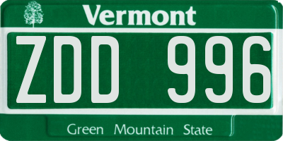VT license plate ZDD996