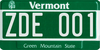 VT license plate ZDE001