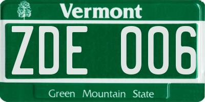 VT license plate ZDE006